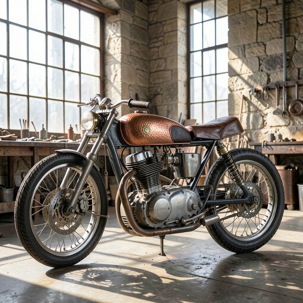 Copper tank vintage motorcycle